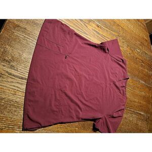 Greentown Scrubs Wine V-Neck Top Women’s Large GB-112BRY Pockets Side Slits